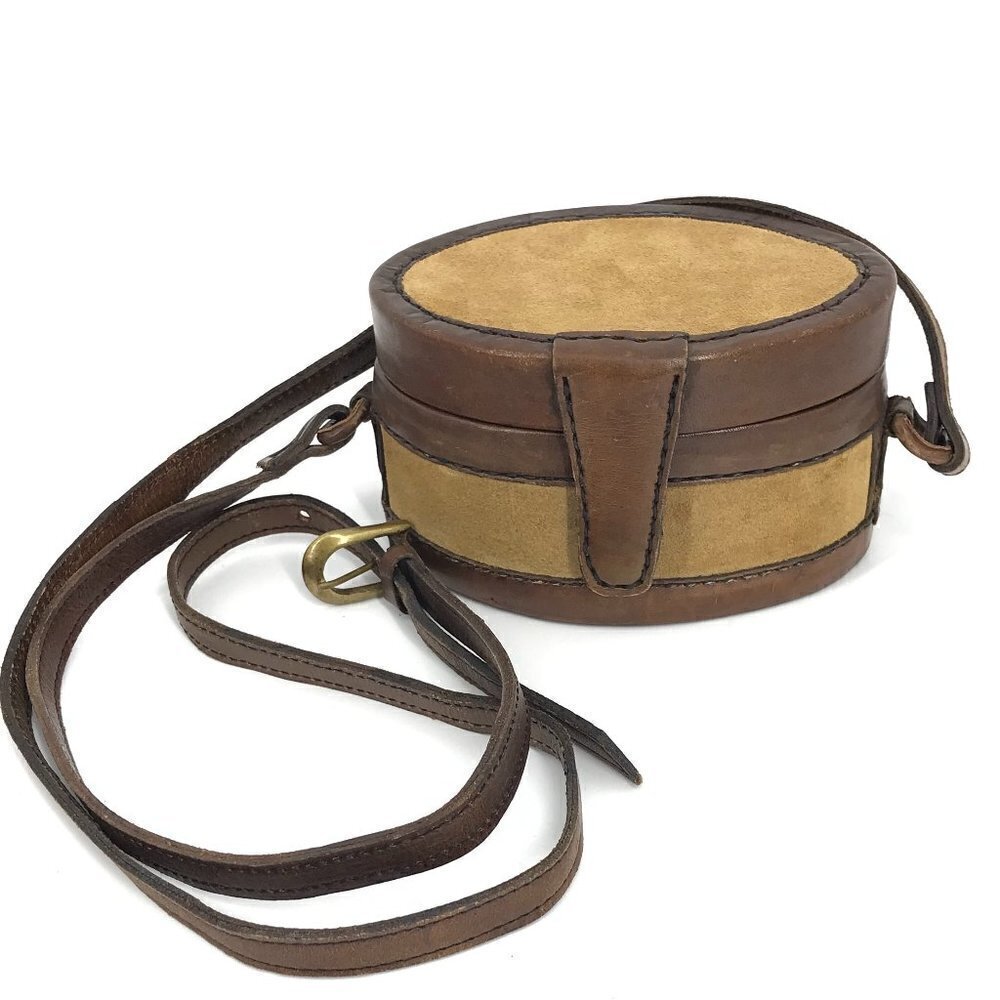 Tristan & Isuet VTG Leather Suede Canteen Structured Crossbody Bag Rare